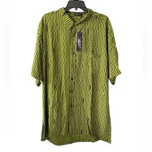 NWT Living Hula Keawe Green/Black ‘A’a’li’i Men’s 2XL Button down shirt